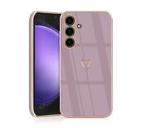 JRIANY for Samsung Galaxy S23 FE 5G Case, Protective Flexible Silicone Case with Cute Design Love Heart Pattern Shockproof Bumper Cover Compatible with Samsung S23 FE - Purple