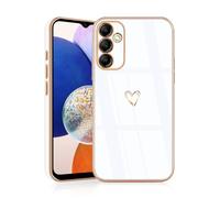 JRIANY for Samsung Galaxy S24 FE 5G Case, Protective Flexible Silicone Case with Cute Design Love Heart Pattern Shockproof Bumper Cover Compatible with Samsung S24 FE - White