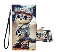 JRIANY iPhone 12/12 Pro Case, PU Leather Wallet Case with Cute Cat C Pattern, Flip Case with Kickstand and Card Holder, Compatible with Apple iPhone 12/12 Pro