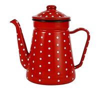 Jrifedptry 1.2L Enamel Coffee Pot Pour over Milk Water Jug Pitcher Teapot Kettle for Gas Stove and Induction Cooker A