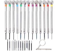 Jrifedptry 13 Pieces Mini Precision Watch Screwdriver Jeweler Watch Screwdriver Set 0.6-2.0 mm with 13 Extra Replace Blades