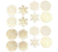 Jrifedptry 16Pcs/Set Metal Energy Decor Sticker Flower of Life Children's Day Gifts 7 Chakra Copper Energy Tower Orgonite Stickers