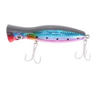 Jrifedptry 1Pcs popper fishing 3d with treble hooks 12cm 42g topwater hard lure soft plastic isca artificial fishing lure tackles Blue