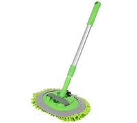 Jrifedptry 2 in 1 Car Wash Mop Mitt with Long Handle, Chenille Microfiber Car Wash Dust Brush Extension Pole 24-46In, Scratch Cleaning Tool