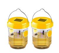Jrifedptry 2 Pack Solar Wasp Trap Outdoor Hanging,Wasp Cather Hanging with Light for Yellow Jackets,Hornets,Bee,Wasp Traps