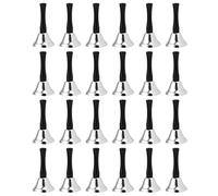 Jrifedptry 24 Pieces Hand Bells Silver Steel Service Handbells Black Wooden Handle Diatonic Metal Bells Musical Percussion (Nickel White)