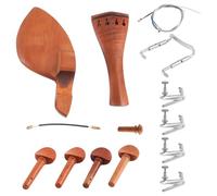 Jrifedptry 4/4 Violin Parts Accessories Chin Rest Tailpiece Fine Tuner Tuning Peg Tailgut Endpin Strings Kit