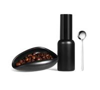 Jrifedptry Coffee Bean Dosing Cup and Sprays Bottle Set Ceramic Coffee Bean Container for Vessel Espressoy with 30ml Sprayer Black