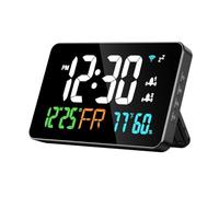 Jrifedptry Digital Clock WiFi Clock Extra Large Letters, Temperature and Humidity, Calendar, Week, 4-Level Brightness
