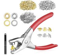 Jrifedptry Grommet Eyelet Pliers Kit, 1/4 Inch 6mm Grommet Tool Kit with Metal Eyelets with Washers, Eyelet Grommets
