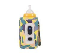 Jrifedptry Universal USB Milk Warmer Travel Stroller Insulated Bag Digital Display Baby Nursing Bottle Heater -Camouflage Yellow