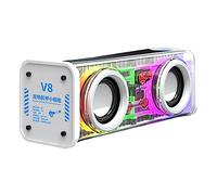Jrifedptry V8 Transparent Bluetooth Speakers RGB Light Wireless Outdoor Sports Bluetooth Audio Subwoofer Speaker-White