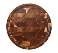 Jrifedptry Wood End Grain Cutting Board, Brown, 27.9 cm x 27.9 cm, Round, Solid Wood, Built-in Compartments & Handle, Meat, Vegetable, Fruit, Cheese