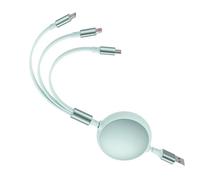 JRILUO 100W 3-in-1 USB Retractable Fast Charging Cable, Multi Charger Cord with USB-C, Micro USB & 8-Pin Connectors, 6A Multi Device Charging Cable 1.2m Adjustable Length for Phone, Tablet, Laptop