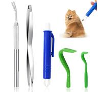 JRILUO Pack of 5 Stainless Steel Tick Tweezers Safe Tick Remover with 2 Tick Hooks, 2 Metal Tick Tweezers and 1 Tick Tweezers for Humans, Dogs, Cats