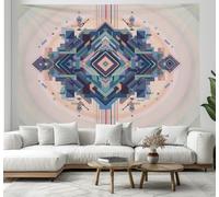 JRISEMECY Abstract Geometric Mandala Tapestry Minimalist Aztec Tapestries Wall Hanging Beige Floral Bohemian Wall Art For College Dorm Beach Throws Table Cloth Bedding Tapestry, 90"X60"