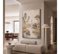 JRISEMECY African Animal Landscape Wall Art Prints Unframed, Artwork Wall Decor | Rivers Grasslands Elephants Prints Canvas For Living Room 28X39 Inch, Beige Modern Poster Art Print For Bedroom