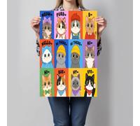 JRISEMECY Cartoon Cat Patchwork Wall Art Print, Cute Animals Modern Artwork, Blue-Orange Unframed Canvas Poster Print, Art Pictures For Home Walls, Bedroom, Living Room Decor 30X40Cm (12X16In)