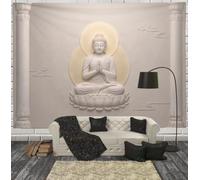 JRISEMECY Cream Tapestry 3D Oriental Mythological Statue Wall Hangings | Simple Marble Column Beach Throw Blanket, Tapestries Wall Decor For Bedspread Yoga Meditation Mat Rugs 150X100Cm