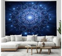JRISEMECY Fantasy Mandala Stars Tapestry Wall Hanging, Mysterious Universe Large Tapestry For Bedroom Aesthetic, Deep Blue Tapestries Wall Art For College Dorm Living Room 80"X60" (200X150Cm)