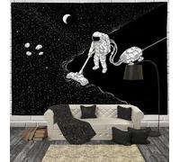 JRISEMECY Fun Astronaut Beach Print Tapestry Space Vacuum Cleaner Poster Wall Art Tapestry Black And White Wall Hanging Tapestries Soft Polyester For Bedroom Living Room Dorm Decorations 100X75Cm