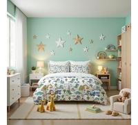 JRISEMECY Fun Dinosaur Engineer Super King Duvet Cover Set 260X220Cm 3 Piece Soft Microfiber Reversible Bedding Set White Cartoon Animal Theme Quilt Cover With Zipper And 2 Pillowcase 50X75