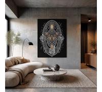 JRISEMECY Gothic Skull Moth Wall Art Prints Unframed, Artwork Wall Decor | Mysterious Starry Sky Prints Canvas For Living Room 12X16 Inch, Black Modern Poster Art Print For Bedroom