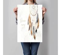 JRISEMECY Large Watercolor Bohemian Dreamcatcher Unframed Canvas Wall Art, Retro Poster Wall Decor, White Modern Art Poster Canvas Painting Picture For Living Room Office Bedroom, Frameless, 80X120Cm