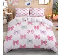JRISEMECY Light Pink King Duvet Cover Set - 3Pcs Aesthetic Cartoon Diamond Bow Bedding Set, Chic Lovely Cute Bow Girl Bedding Sets King Size 230X220Cm, Pillowcase 50X75 Cm