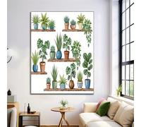JRISEMECY Modern Potted Plants Wall Art Bohemian Aesthetics Canvas Prints White Green Posters Modern Artwork Wall Landscape Pictures For Bedroom Living Room Office Decor 24X35 In Unframed