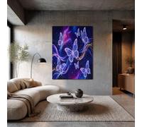 JRISEMECY Psychedelic Starlight Butterfly Canvas Wall Art Picture Print, 20X28 | Mysterious Starry Sky Pictures Posters For Living Room, Hallway, Bedroom Walls, Purple Print Unframed Wall Decor