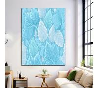 JRISEMECY Simple Leaf Texture Wall Art Plant Forest Canvas Prints Light Blue Posters Modern Artwork Wall Landscape Pictures For Bedroom Living Room Office Decor 12X16 In Unframed