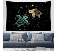 JRISEMECY Space Turtle Astronaut Tapestry Large Vintage Wall Hanging Decor Cute Animals Tapestries Durable Wall Art Decoration Black 3D Print Tapestry For Dorm Living Room Bedroom 90"X70"