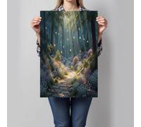 JRISEMECY Sunlight Butterflies Path Wall Art Dreamy Forest Canvas Prints Dark Green Posters Modern Artwork Wall Landscape Pictures For Bedroom Living Room Office Decor 16X24 In Unframed