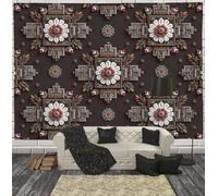 JRISEMECY Tapestries Decorations 3D Aztec Mandala Tapestry Wall Hanging, Ethnic Geometric Style Tapestries, Brown Art Tapestry Home Decor - Large Poster For Bedroom Living Room Dorm