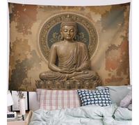 JRISEMECY Tapestry Wall Hanging Antique Terracotta Sculpture Retro Zen Lotus Throne | Aesthetic Tapestries For Bedroom College Dorm Living Room Backdrop Wall Decor Art, Rust Brown, 80"X60"
