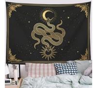 JRISEMECY Tapestry Wall Hanging Gothic Tarot Starry Sky Snake Sun Moon | Aesthetic Tapestries For Bedroom College Dorm Living Room Backdrop Wall Decor Art, Black And Gold, 60"X50"