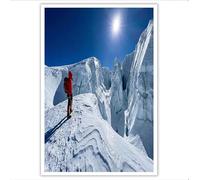 JRISEMECY Unframed Realistic Iceberg Landscape Wall Art Prints, 50X70Cm Glacier Hikers Canvas Pictures Poster, Navy Blue Botanical Artwork Home Decor For Bathroom Living Room Bedroom Girl Room