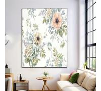 JRISEMECY Unframed Watercolor Hydrangea Anemone Wall Art Prints, 80X120Cm Summer Plants Canvas Pictures Poster, Sage Green Botanical Artwork Home Decor For Bathroom Living Room Bedroom Girl Room