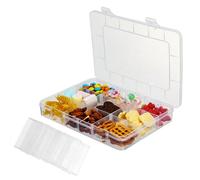 JRJRN 20 x 14.8CM Snack Box for Kids, Plastic Bead Storage Box, Snack Box with Removable Grids Compartments, Small Clear Plastic Jewelry Box, Small Craft Box for Snacks, Jewellery, Cosmetics