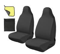 JRJRN 2Pcs Waterproof Front Car Seat Cover, Heavy Duty Universal Auto Seat Protector, Airbag Safe Van Seat Covers Pair, Driver Passenger Seat Protector with Towel Storage Bag for Dogs Children Sports