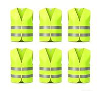 JRJRN 360°Reflective All-Round Vest - 6 Reflective Safety Vests, Reflective-High Visibility Vest, Car Breakdown Vests, Safety Vests with Strips for Driver Worker (yellow)