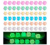 JRJRN 60Pcs Mini Resin Pigs, Cute Pig Figure Miniature 6 Colours, Glow in the Dark Tiny Pig Decoration, Tiny Colored Piggy Miniature Figurine for Garden Miniature Landscape & Dollhouse Decor