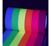 JRJRN Blacklight Colored Masking Tapes 6Pcs - 15mm X 5m Fluorescent Adhesive Neon Bright Reactive Tape, Multicolor Reactive Masking Tape, UV Glow in The Dark Tape for Party Decoration Stair Warning