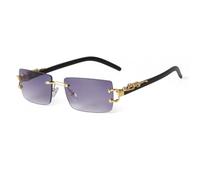 JRLLFD Cheetah Decoration Rimless Rectangle Sunglasses Women Men Retro Shades UV400 Leopard Sun Glasses Eyewear Gradient Lens,C3,one size
