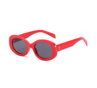 JRLLFD Classic Retro Oval Sunglasses for Women Men Fashion Small Frame Summer Uv400(Red Gray)