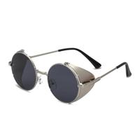 JRLLFD Cyberpunk Round Metal Wrapping Women Sunglasses Luxury Classic Men Outdoor Driving Shades Uv400(Silver Gray)