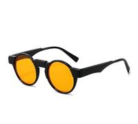 JRLLFD Fashion Circular Sunglasses for Women Men Retro Luxury Small Frame Shades Outdoors Drive Uv400(Black Orange)