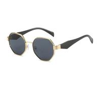 JRLLFD Fashion Circular Sunglasses Women Men Vintage Luxury Polygonal Metal Frame Driving for Women Uv400(Black Gray)