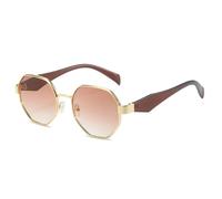 JRLLFD Fashion Circular Sunglasses Women Men Vintage Luxury Polygonal Metal Frame Driving for Women Uv400(Brown Tea)